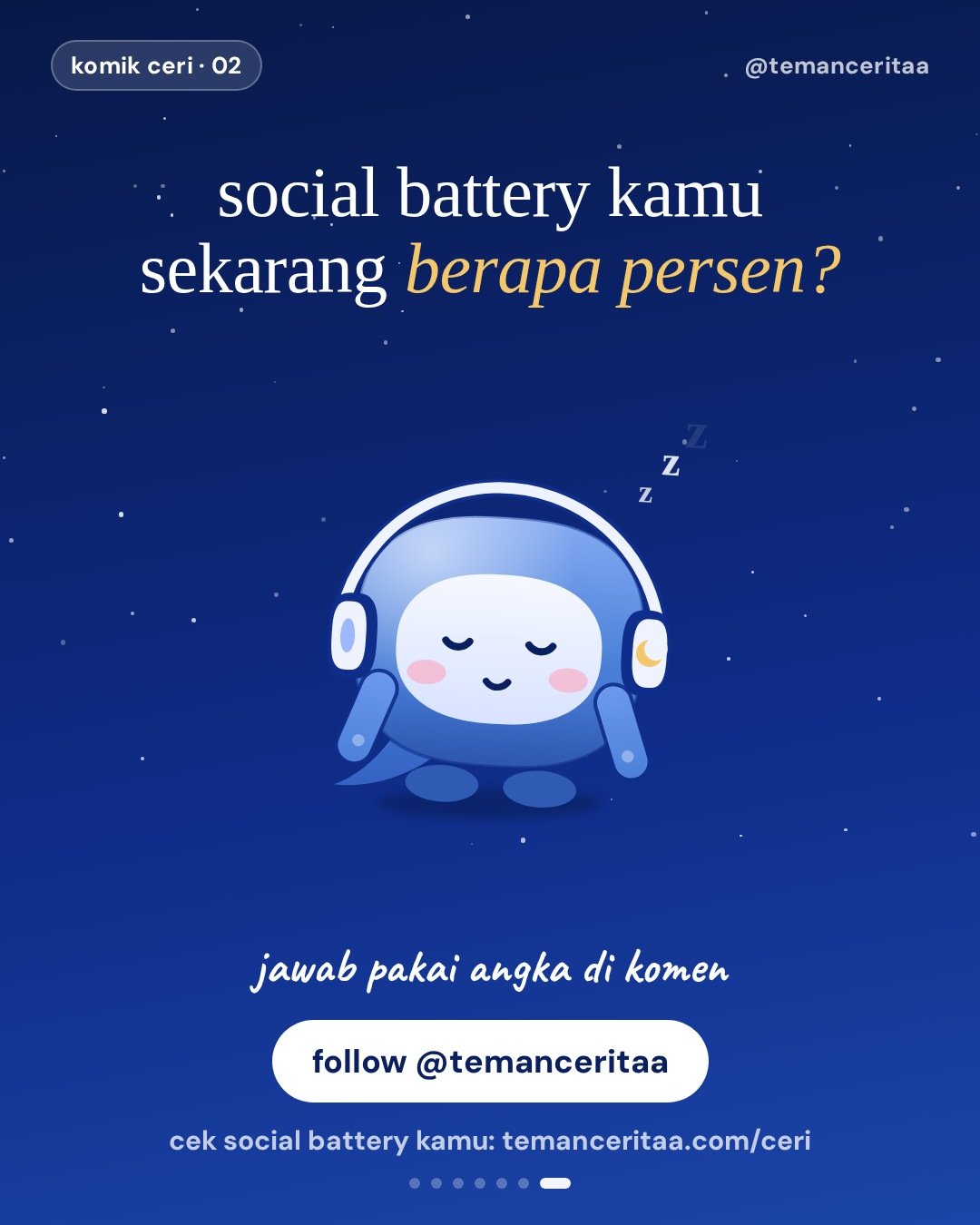POV: pulang nongkrong, social battery tinggal 3%, panel 7: social battery kamu sekarang berapa persen? / jawab pakai angka di komen